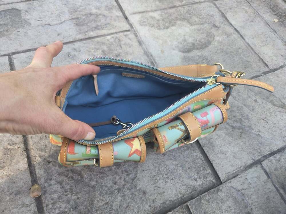 Vintage Y2K Dooney & Bourke "IT" Multicolored Monogram Banana Shoulder Bag Purse - Picture 10 of 16